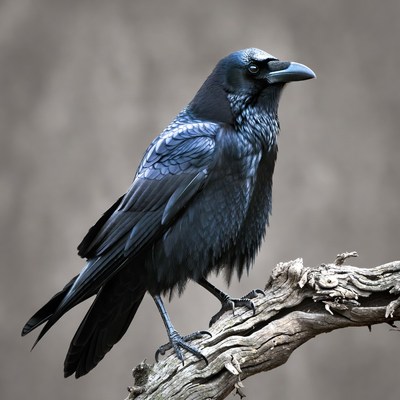 Raven perched on branch