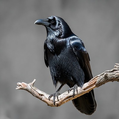 Raven perched on branch