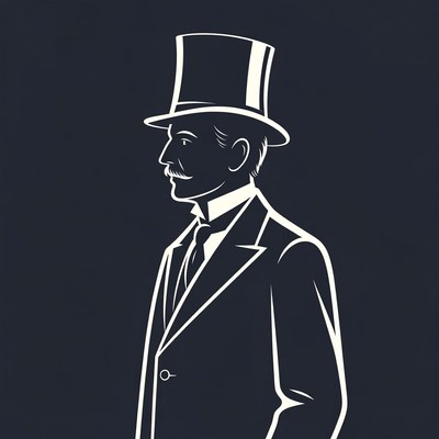 Victorian Gentleman in Tuxedo and Top Hat