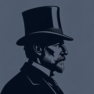 Victorian man in top hat silhouette