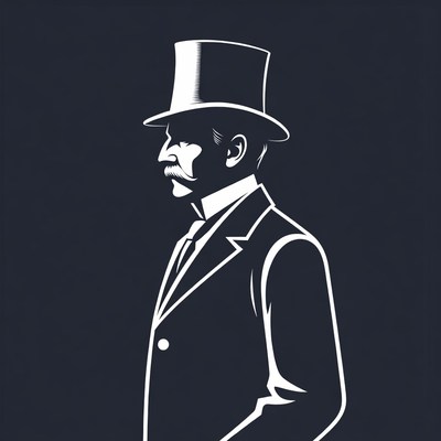 Victorian man in top hat silhouette
