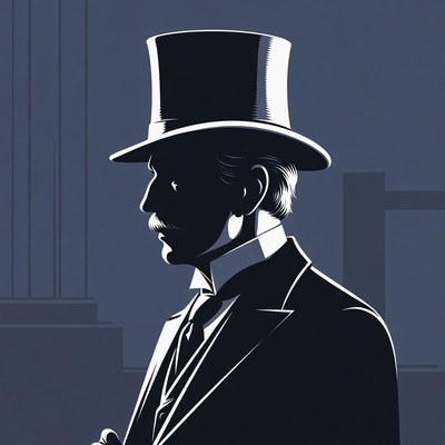 Victorian man in top hat silhouette