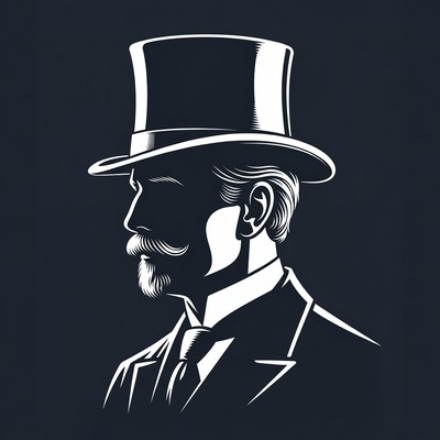 Victorian Gentleman in Top Hat Silhouette