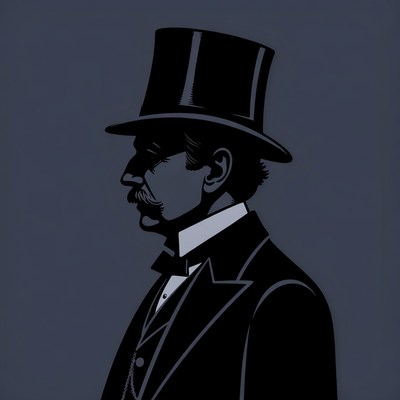Victorian man in top hat silhouette