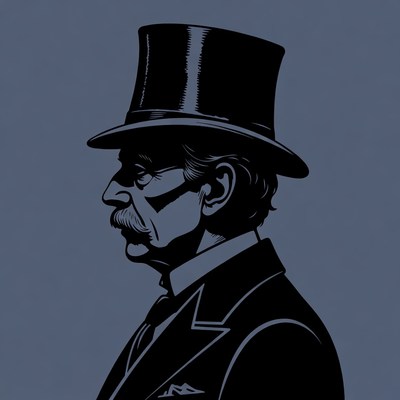 Victorian man in top hat silhouette
