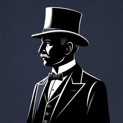 Victorian man in top hat silhouette
