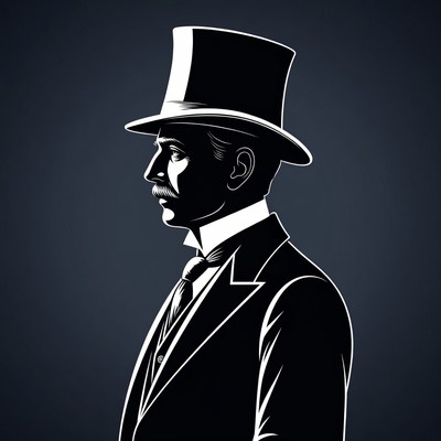 Victorian man in top hat silhouette