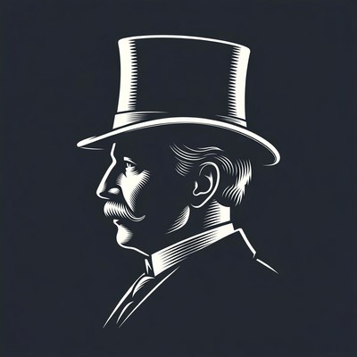 Victorian Gentleman Profile in Top Hat