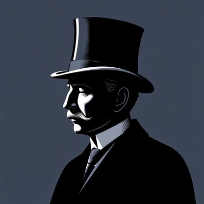 Man in top hat profile