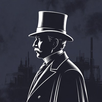 Victorian Man Silhouette with Top Hat