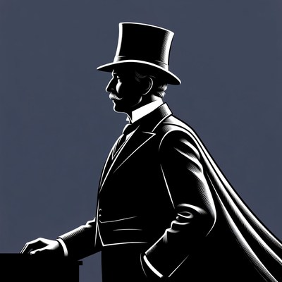 Man in Tuxedo and Top Hat Silhouette