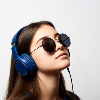 Girl listening to music with headphones