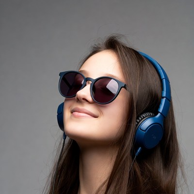 Woman listening to music with headphones