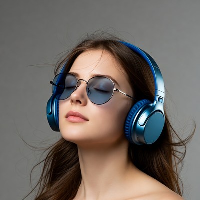 Woman listening to music with headphones