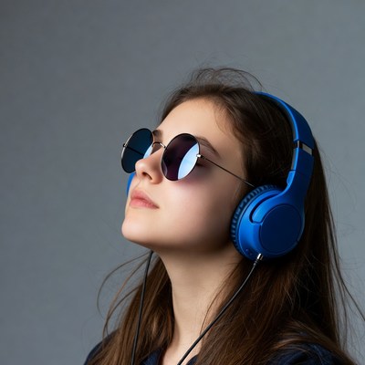 Girl listening to music with headphones