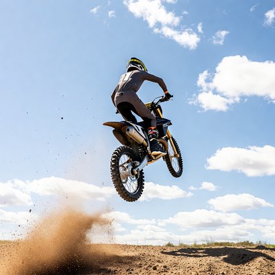 Man jumping dirt bike mid-air