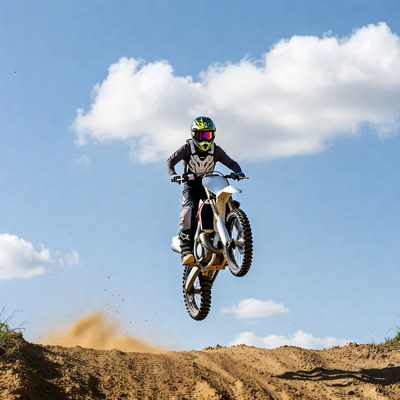 Motocross rider jumping bike