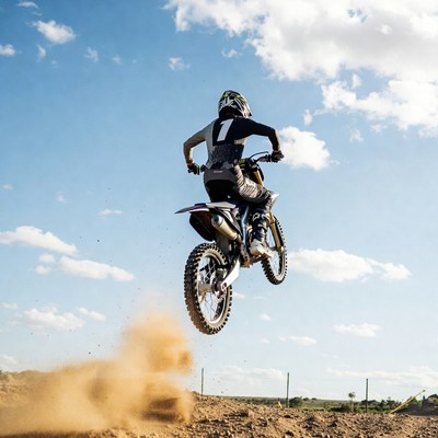 Motocross rider jumping motorcycle