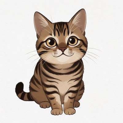 Cute tabby kitten sitting