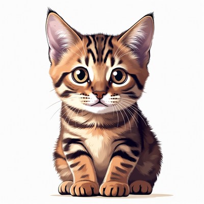 Cute tabby kitten illustration