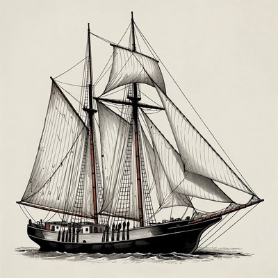 Sailing Ship with Full Sails