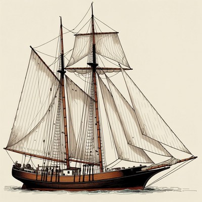 Sailing Ship with Full Sails
