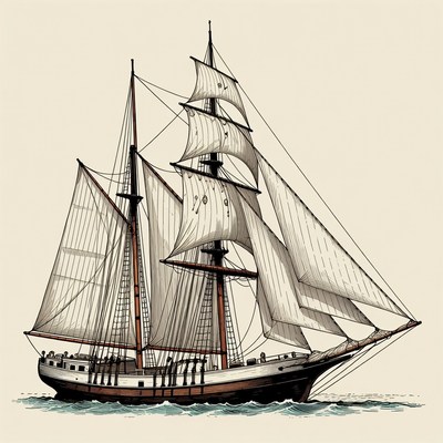 Sailing Ship with Full Sails