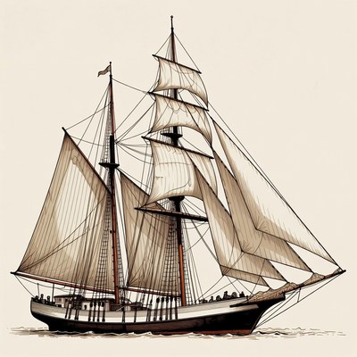 Sailing Ship with Full Sails
