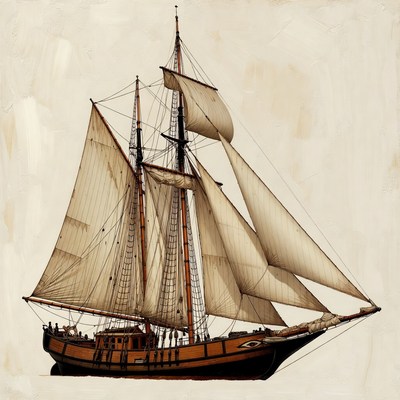 Sailing Ship with Full Sails
