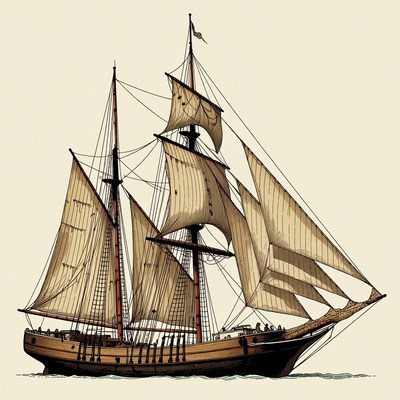 Sailing Ship with Full Sails