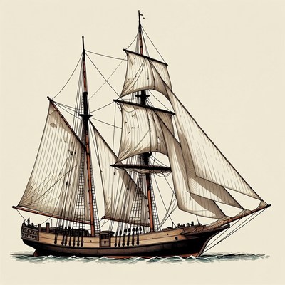 Sailing Ship with Full Sails
