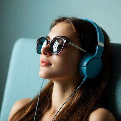 Woman listening to music with headphones