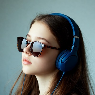 Girl listening to music with headphones