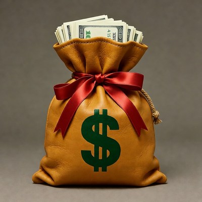 Money Bag with Dollar Bills
