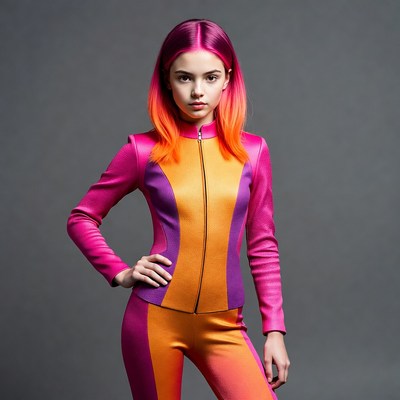 Girl in pink orange jumpsuit