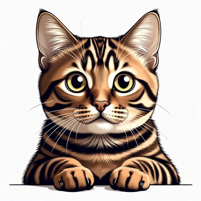 Cute tabby kitten peeking over edge