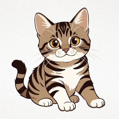 Cute tabby kitten illustration