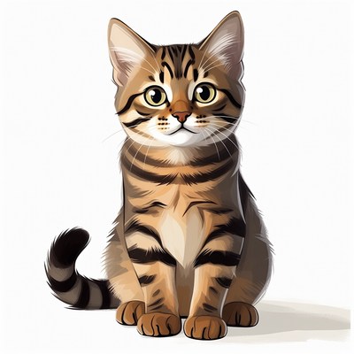 Tabby kitten sitting isolated