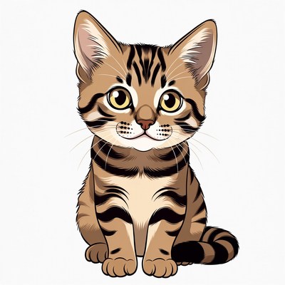 Cute tabby kitten illustration