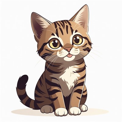 Cute tabby kitten illustration
