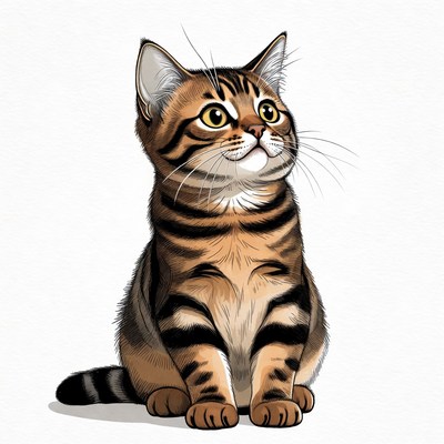 Cute tabby kitten sitting