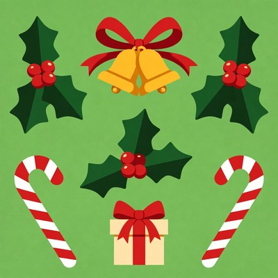 Christmas Holly Bells Candy Canes Gift