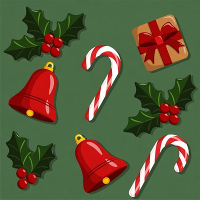 Christmas Holly Bells Candy Canes