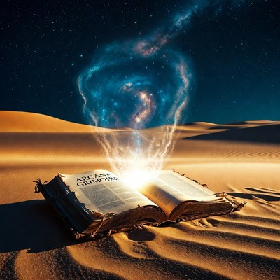 Open Arcane Grimoire in Desert