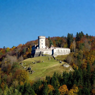 Medieval Castle on Autumn Hill