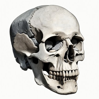 Realistic Human Skull Illustration