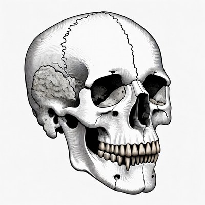 Detailed Human Skull Illustration