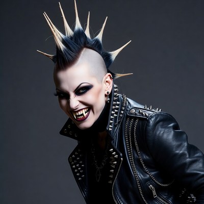 Punk woman with spiked mohawk