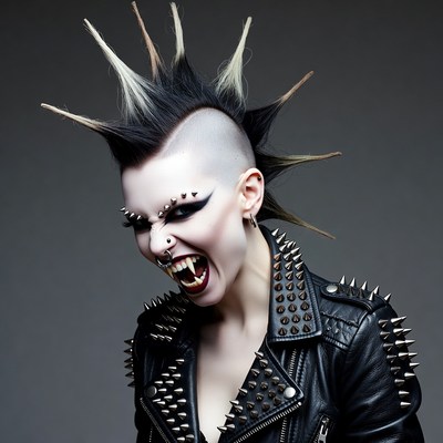 Punk Woman with Mohawk Growling