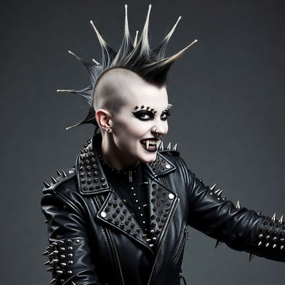 Punk woman with spiked mohawk